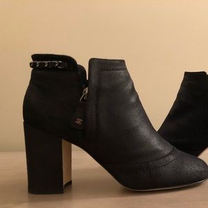 CHANEL short boots black 38.5